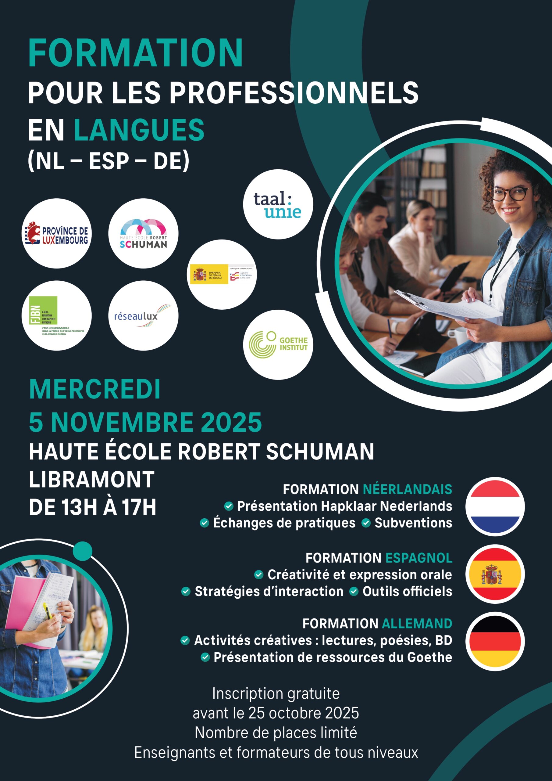 affiche formation pour les professionnels en langues